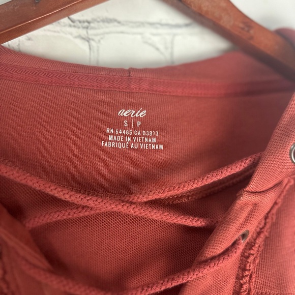 Aerie Oversized Lace-Up Hoodie – Women’s Small – Rust / Brick Red - Picture 6 of 10